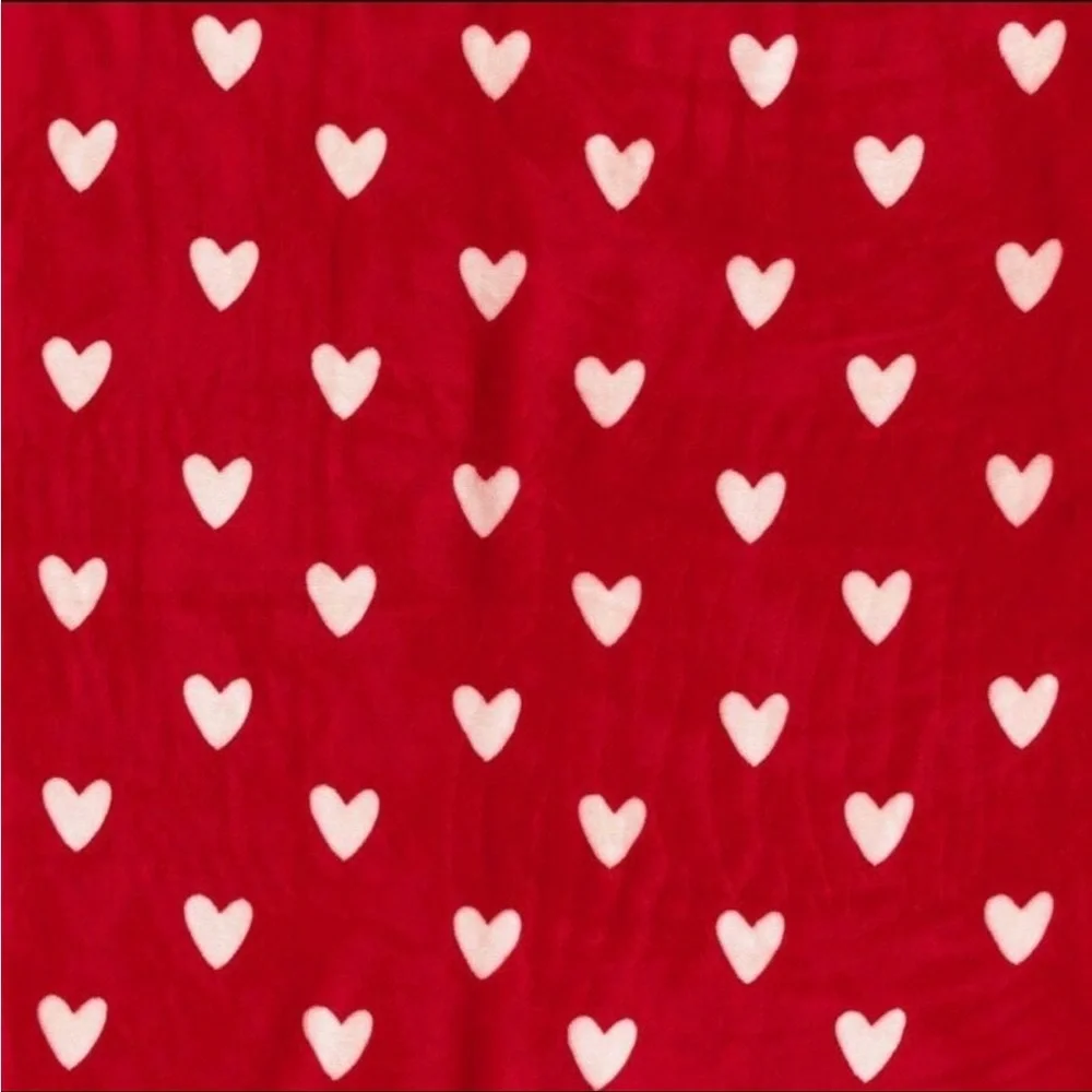 Printed Plush Hearts Throw Blanket Faux Shearling Reverse Red/Pink - Threshold